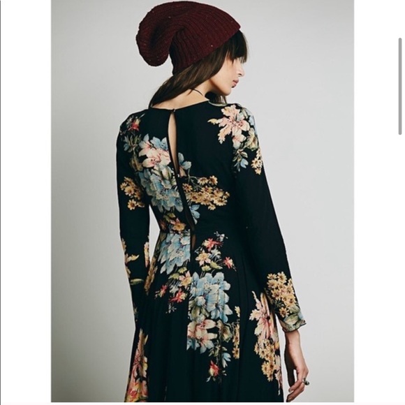 Free People “First Kiss” black floral maxi - Picture 5 of 8